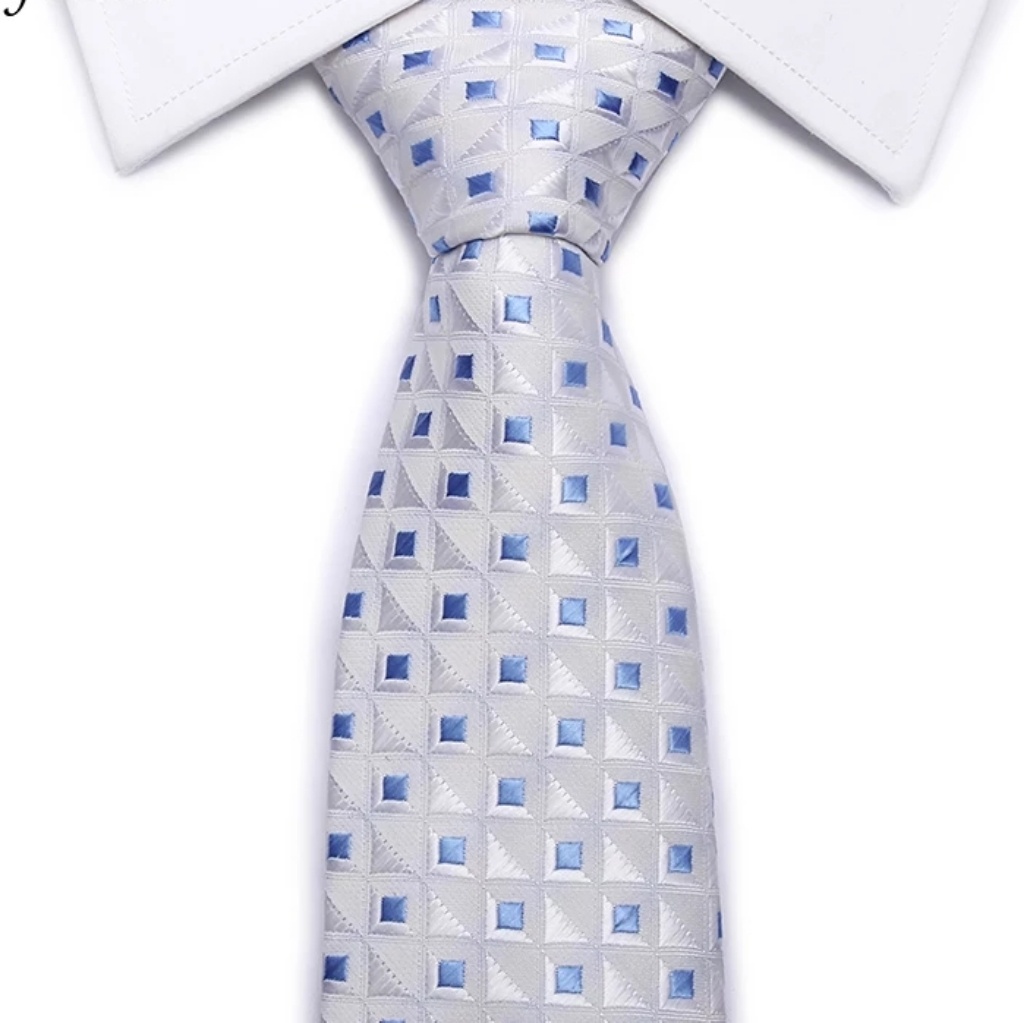 Classic Blue  White Necktie